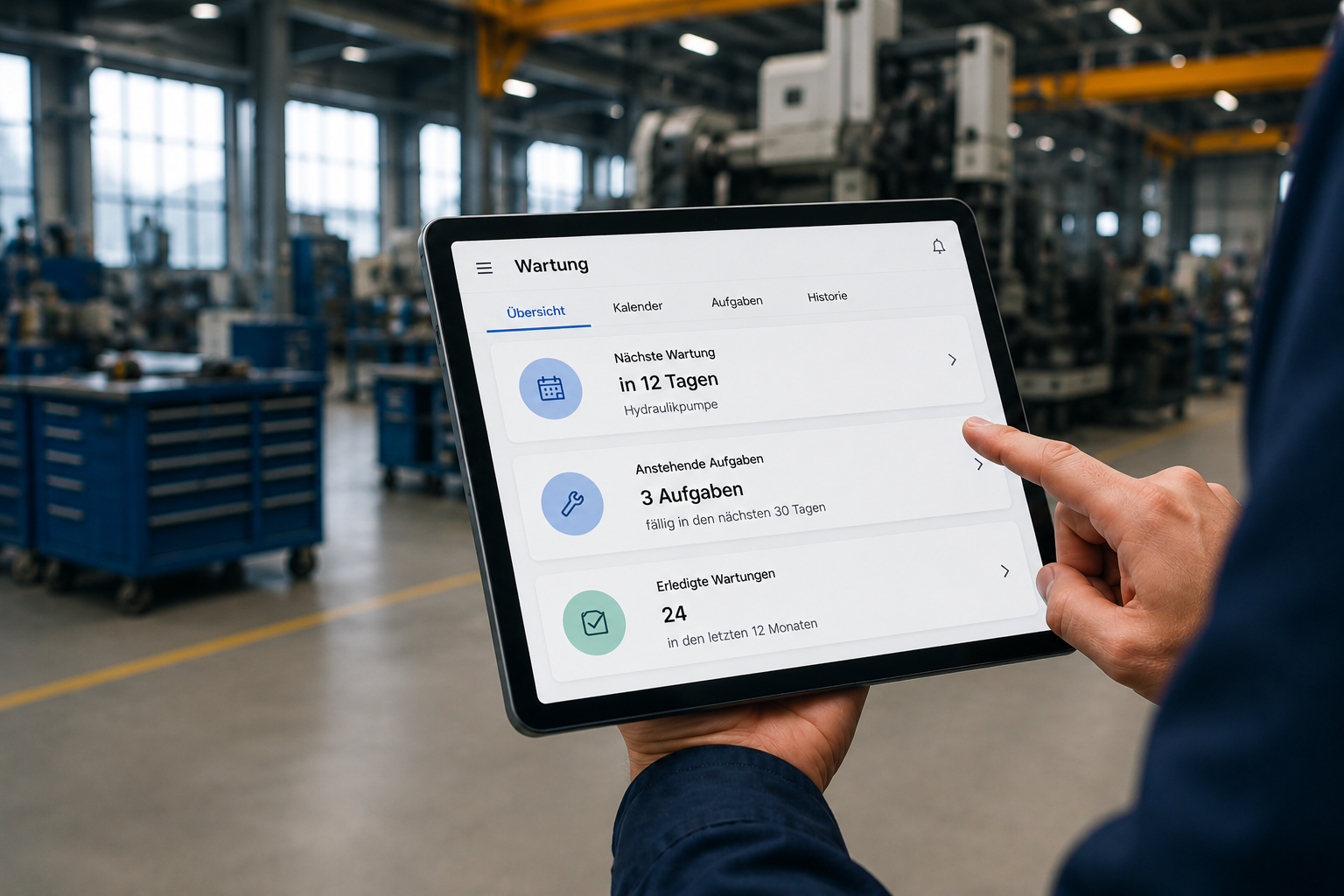 Aufgabendashboard auf Tablet